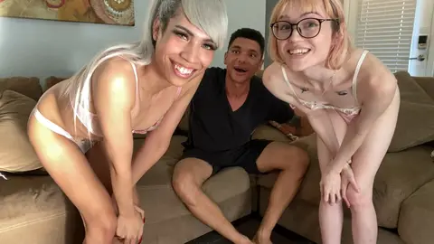 Private: Two skinny sissies engage in mutual sucking and licking with hung brown guy